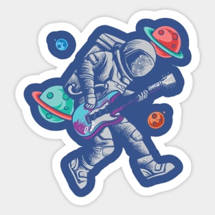 astronaut playing guitar 3 Sticker